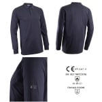 CG5LAU120_Tricou Polo ignifug, antistatic, cu maneca lunga, albastru inchis, 60% modacrilic, 39% bumbac, 1% fibre antistatice, 180 gm², UPF50, EN ISO 116122015, EN1149-52018_1