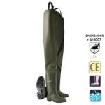 CGGAN995_Pantalon de protectie cu cizme incorporate, tip pescar, impermeabili, Dunlop, pantalon rezistenti la acizi, alcali si uleiuri si cizme din PVC rezistente la chimicale_4