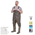 CGGAN995_Pantalon de protectie cu cizme incorporate, tip pescar, impermeabili, Dunlop, pantalon rezistenti la acizi, alcali si uleiuri si cizme din PVC rezistente la chimicale_5