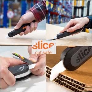 Cutter clasic, cu lama ceramica, retractabila in 5 pozitii Slice Manual Utility Knife, pentru deschiderea, decuparea sau taierea cutiilor de carton, ambalajelor din plastic, a cablurilor sau a mochetei