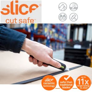 Cutter clasic, cu lama ceramica, autoretractabila Slice Auto-Retractable Utility Knife, cu lama mai lunga pentru taieturi eficiente fara riscuri, uz industrial