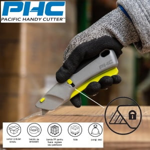 PHC-E13206-9_Cutter cu lama din otel-carbon, autoretractabila, VICTA auto-retract safety knife, maner metalic, 3 niveluri de blocare a lamei, robust, performant, versatil, ergonomic_1