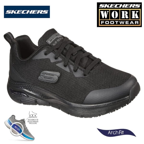 Pantofi ocupationali OB, A, FO, SRC, ESD, model sport pentru femei, SKECHERS ARCH FIT SR,  usori si confortabili, cu brant pentru sustinerea arcadei talpii, Cooled Air, flexibili, ergonomici