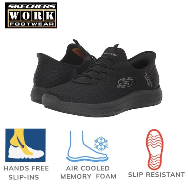 Pantofi ocupationali OB FO SRC, model sport pentru femei SKECHERS SUMMITS SR - ENSLEE, Hands Free Slip-Ins, incaltare rapida, usori si confortabili, EN ISO 20347:2012