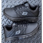 SK76576EC-BLK_Pantofi ocupationali OB E FO, SRC, model sport pentru femei, SKECHERS SURE TRACK – ERATH. negri, din piele neteda moale, talpa usoara, flexibila, care absoarbe socurile_princ3