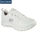 SK76576EC-WHT_Pantofi ocupationali OB E FO, SRC, model sport pentru femei, SKECHERS SURE TRACK – ERATH, albi, din piele neteda moale, talpa usoara, flexibila, care absoarbe socurile_lateral_fata