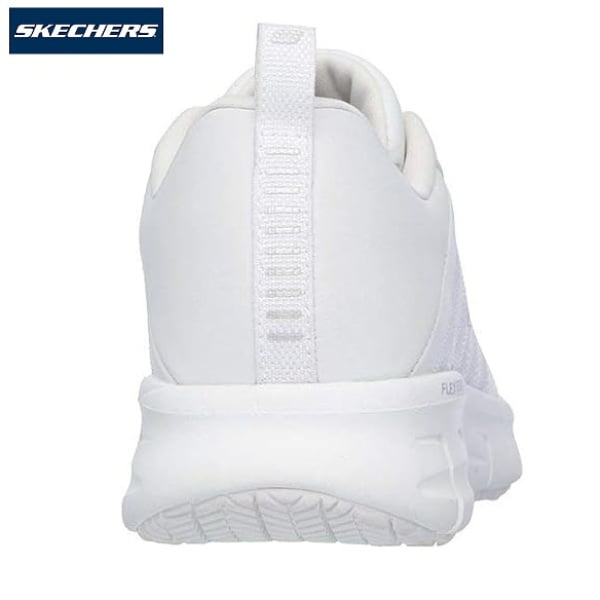 Pantofi ocupationali OB E FO, SRC, model sport pentru femei, SKECHERS SURE TRACK - ERATH, albi, din piele neteda moale, talpa usoara, flexibila, care absoarbe socurile