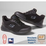 SK77222EC-BLK_Pantofi ocupationali OB E FO, SRC, model sport femei, SKECHERS SQUAD SR, negri, din material textil, brant Memory Foam si talpa flexibila, anti-alunecare_pereche1