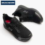 SK77222EC-BLK_Pantofi ocupationali OB E FO, SRC, model sport femei, SKECHERS SQUAD SR, negri, din material textil, brant Memory Foam si talpa flexibila, anti-alunecare_pereche3