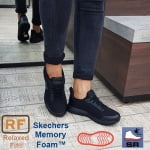 SK77222EC-BLK_Pantofi ocupationali OB E FO, SRC, model sport femei, SKECHERS SQUAD SR, negri, din material textil, brant Memory Foam si talpa flexibila, anti-alunecare_princ1