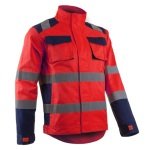 CG5HBJ130_Jachetă HI-Viz Hibana, Clasa 2, rosu-albastru inchis, inalta vizibilitate – benzi reflectorizante, confortabila – insertii elastice, spate alungit pentru protectie_fata