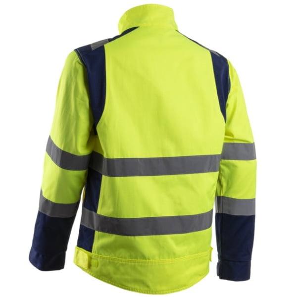 Jachetă HI-Viz Hibana, Clasa 2, galben neon-albastru inchis, inalta vizibilitate - benzi reflectorizante, confortabila - insertii elastice, spate alungit pentru protectie