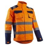 CG5HBJ170_Jachetă HI-Viz Hibana, Clasa 2, portocaliu-albastru inchis, inalta vizibilitate – benzi reflectorizante, confortabila – insertii elastice, spate alungit pentru protectie_fata