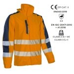 CG5HOT17_Jacheta impermeabila HI-Viz, ploaie si vant, Hotaru, potocaliu-albastru, benzi reflectorizante, impermeabilitate 8000 mm, respirabilitate 5000 gm²24h_fata