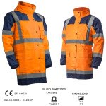 CG5HYJ17_Jacheta impermeabila HI-Viz, ploaie si vant, Hydra, vizibilitate ridicata, portocaliu fluorescent-albastru, benzi reflectorizante, material Oxford impregnat cu PU, Coverguard_1