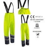 CG5HYP16_Pantaloni impermeabili HI-Viz, ploaie si vant, Hydra, vizibilitate ridicata, galben fluorescent-albastru, benzi reflectorizante_princ