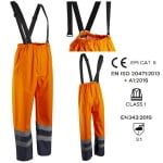 CG5HYP17_Pantaloni impermeabili HI-Viz, ploaie si vant, Hydra, vizibilitate ridicata, portocaliu fluorescent-albastru, benzi reflectorizante_princ