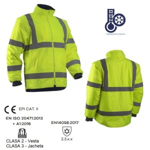 Jacheta 2 in 1 impermeabila, Hi-Viz, impotriva temperaturilor scazute, ploii si vantului, Kazan 2in1, jacheta si vesta, galben fluorescent, captusita, maneci detasabile