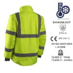 CG5KAJ160_Jacheta 2 in 1 impermeabila, Hi-Viz, impotriva temperaturilor scazute, ploii si vantului, Kazan 2in1, jacheta si vesta, galben fluorescent, captusita, maneci detasabile_spate