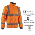 CG5KAJ170_Jacheta 2 in 1 impermeabila, Hi-Viz, impotriva temperaturilor scazute, ploii si vantului, Kazan 2in1, jacheta si vesta, portocaliu fluorescent, captusita, maneci detasabile_fata1