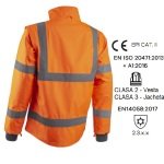 CG5KAJ170_Jacheta 2 in 1 impermeabila, Hi-Viz, impotriva temperaturilor scazute, ploii si vantului, Kazan 2in1, jacheta si vesta, portocaliu fluorescent, captusita, maneci detasabile_spate