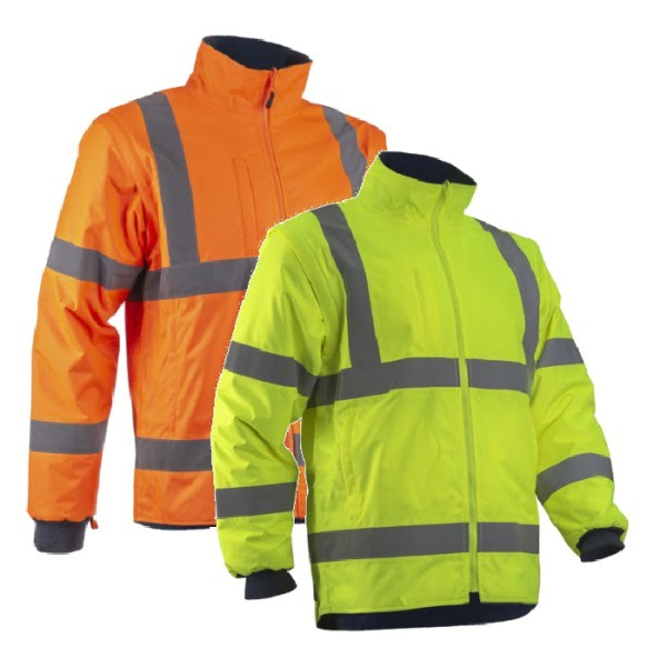 Jacheta 2 in 1 impermeabila, Hi-Viz, impotriva temperaturilor scazute, ploii si vantului, Kazan 2in1, jacheta si vesta, galben fluorescent, captusita, maneci detasabile