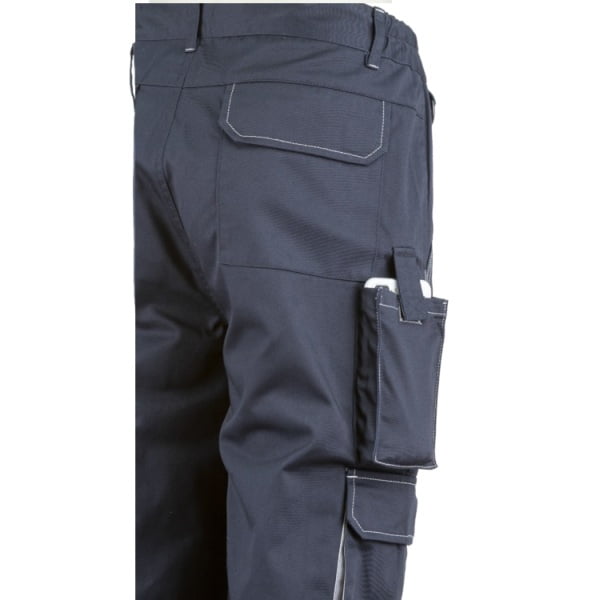 Pantaloni de lucru, Navy / Paddock II, albastru inchis - gri, 60% bumbac/40% poliester – 245g/m², buzunare multiple, rezistenti la uzura, genunchi preformati, Coverguard