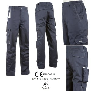 CG5NAP050_Pantaloni de lucru, Navy Paddock II, albastru inchis - portocaliu, 60% bumbac40% poliester – 245g_m², buzunare multiple, rezistenti la uzura, genunchi preformati, Coverguard_princ