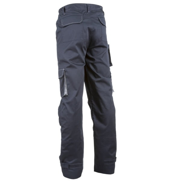 Pantaloni de lucru, Navy / Paddock II, albastru inchis - gri, 60% bumbac/40% poliester – 245g/m², buzunare multiple, rezistenti la uzura, genunchi preformati, Coverguard