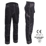 CG5ORP010_Pantaloni de lucru, talie, Orosi, negru, material rezistent Ripstop, spate inaltat, genunchi preformati, tiv suplimetar 5cm, intarituri Oxford 600D, buzunare multiple_princ