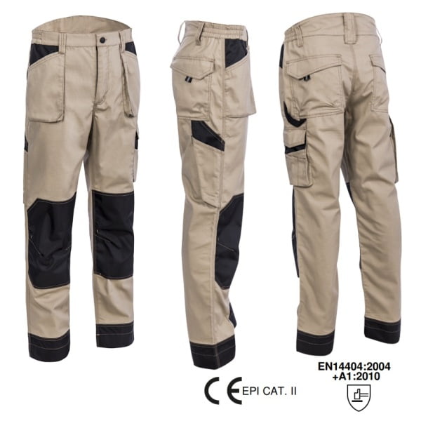 Pantaloni de lucru, talie, Orosi, bej, material rezistent Ripstop, spate inaltat, genunchi preformati, tiv suplimetar 5cm, intarituri Oxford 600D, buzunare multiple