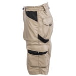 CG5ORS020_Pantaloni de lucru, tip bermude, Orosi, bej, material rezistent Ripstop, spate inaltat, pana la genunchi, intarituri Oxford 600D, buzunare multiple_lateral1