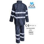 CG5RAI12_Set impermeabil pentru ploaie si vant, Rainet, albastru inchis, compus din jacheta si pantaloni talie, benzi reflectorizante, orificii de ventilatie_Spate