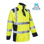 CG5SAN16_Jacheta impermeabila HI-Viz, de ploaie si vant, SANGAKU, galben-albastru, benzi reflectorizante, peste jacheta sau geaca, impermeabila, respirabila_fata