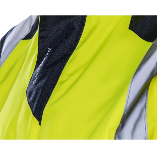 Jacheta impermeabila HI-Viz, de ploaie si vant, SANGAKU, galben-albastru, benzi reflectorizante, se poate purta peste jacheta sau geaca, impermeabilitate 8000 mm, respirabilitate 5000 g/m²/24h