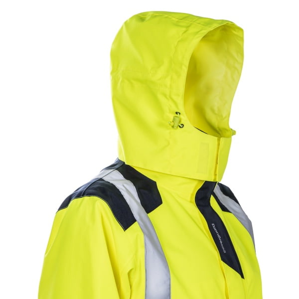 Jacheta impermeabila HI-Viz, de ploaie si vant, SANGAKU, galben-albastru, benzi reflectorizante, se poate purta peste jacheta sau geaca, impermeabilitate 8000 mm, respirabilitate 5000 g/m²/24h