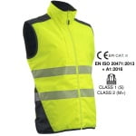 CG5YOR160_Vesta reflectorizanta, Hi-Viz, reversibila, captusita, YORU, galben-albastru, rezistenta, robusta, confortabila si functionala, impermeabila 1500mm_fata