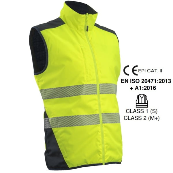 Vesta reflectorizanta, Hi-Viz, reversibila, captusita, YORU, galben-albastru, rezistenta, robusta, confortabila si functionala, impermeabila 1500mm