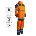 CG7HYDO_Costum impermeabil HI-Viz, ploaie si vant, Hydra, vizibilitate ridicata, portocaliu fluorescent-albastru, benzi reflectorizante, jacheta si pantaloni talie, Coverguard_1