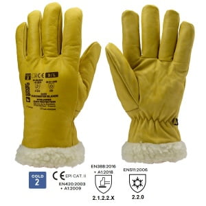 CGMO2490_Manusi de protectie pentru iarna Eurowinter Islande, galbene, lungi 32cm, din piele de bovina, moale, captusite cu poliamida, protectie impotriva temperaturilor scazute_1