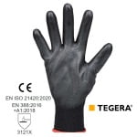 TG866_Manusi de protectie Tegera 866, negre, din poliester cu imersie PU pe palma, aderente pe suprafete umede sau uscate, aplicatii de precizie_palma