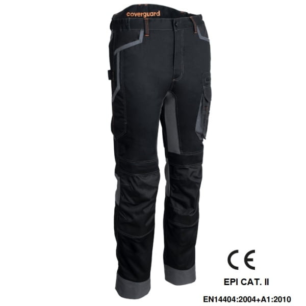 Pantaloni de lucru, talie, BARU, negri, material rezistent Twill, zone de tensiune elastice, spate inaltat, genunchi preformati, tiv suplimetar 5cm, intarituri Oxford 600D, buzunare multiple