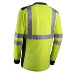 CG5EKH160_Tricou Polo Multirisc Hi-Viz, cu maneca lunga, EKHI, galben HV, albastru inchis, complet ignifug, benzi reflectorizante_spate