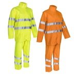 CG5KAW_Costum impermeabil, Hi-Viz, pentru ploaie si vant, Kawa, galben HV, portocaliu HV, compus din jacheta si pantaloni talie, benzi reflectorizante_variante