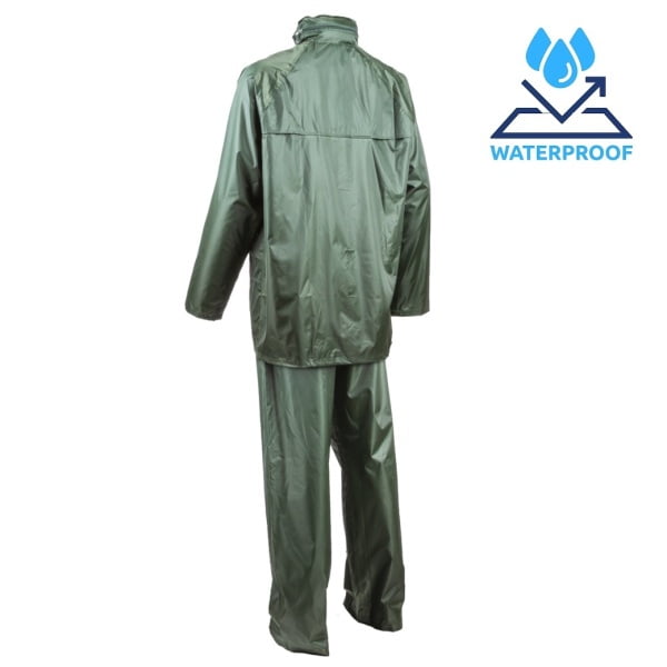 Costum impermeabil pentru ploaie si vant, Pluvio, verde, compus din jacheta si pantaloni talie, orificii de ventilatie, Coverguard