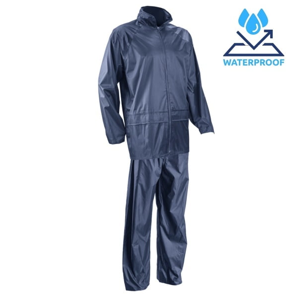 Costum impermeabil pentru ploaie si vant, Pluvio, albastru inchis, compus din jacheta si pantaloni talie, orificii de ventilatie, Coverguard