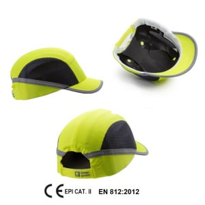 CG6CHV160NSI_Sapca anti-soc, galben HI-Viz, tip baseball, din ABS, perna din spuma EVA, ventilatie laterala, cozoroc mediu - 5cm, elemente reflectorizante_princ