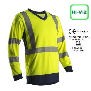 CG7SUNY-Tricou cu maneca lunga Hi-Viz, protectie UV, SUNO, galben HV-albastru inchis, cu tratament anti-UV – UPF50+, benzi reflectorizante, Coverguard-1