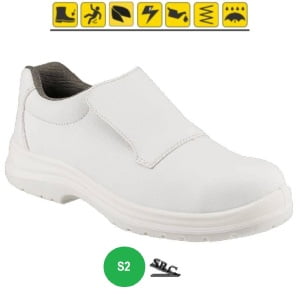 Pantofi de protectie S2, SRC, Howlite, albi, din microfibra, bombeu metalic, usori si confortabili, talpa anti-alunecare, Coverguard