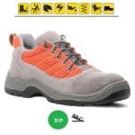 CG9SPIL-Pantofi de protectie S1P SRC, SPINELLE, gri-portocaliu, din piele intoarsa si plasa pentru respirabilitate, bombeu metalic, Coverguard